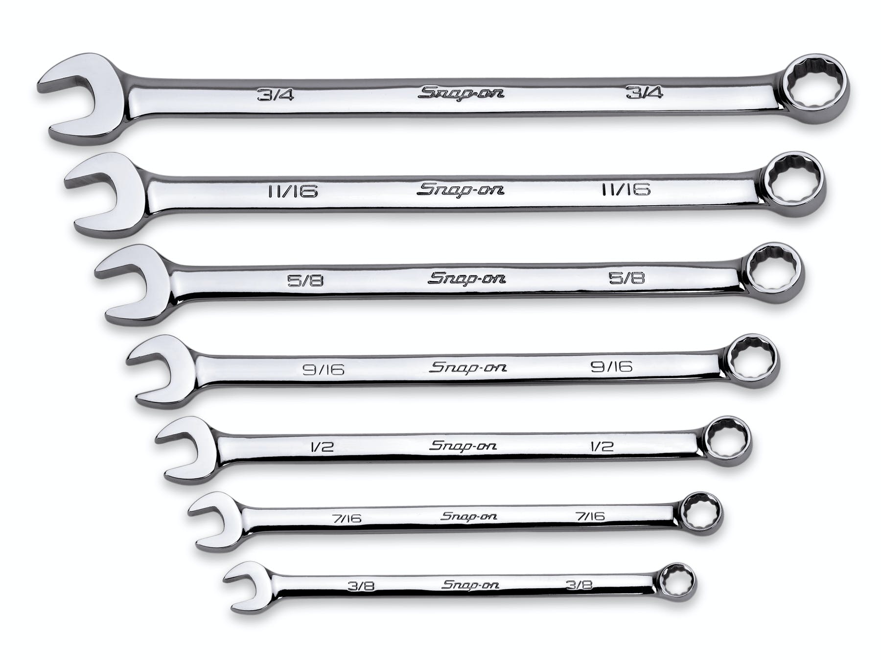 7 pc 12-Point SAE Flank Drive® Long Combination Wrench Set (3/8-3/4 7 pc 12-Point SAE Flank Drive® Long Combination Wrench Set (3/8-3/4